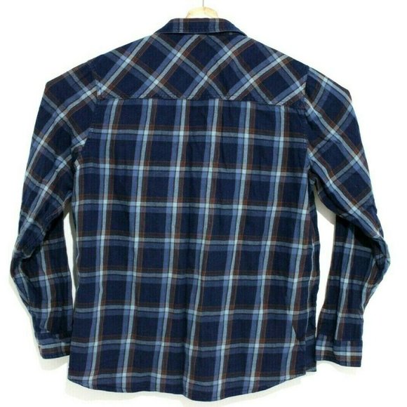 Toad & Co Mens Extra Large Slim Blue Organic Cotton Plaid Flannel Button Down - Picture 2 of 3